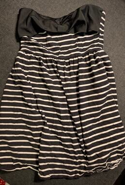 Black and White Striped Strapless Dress Size Small